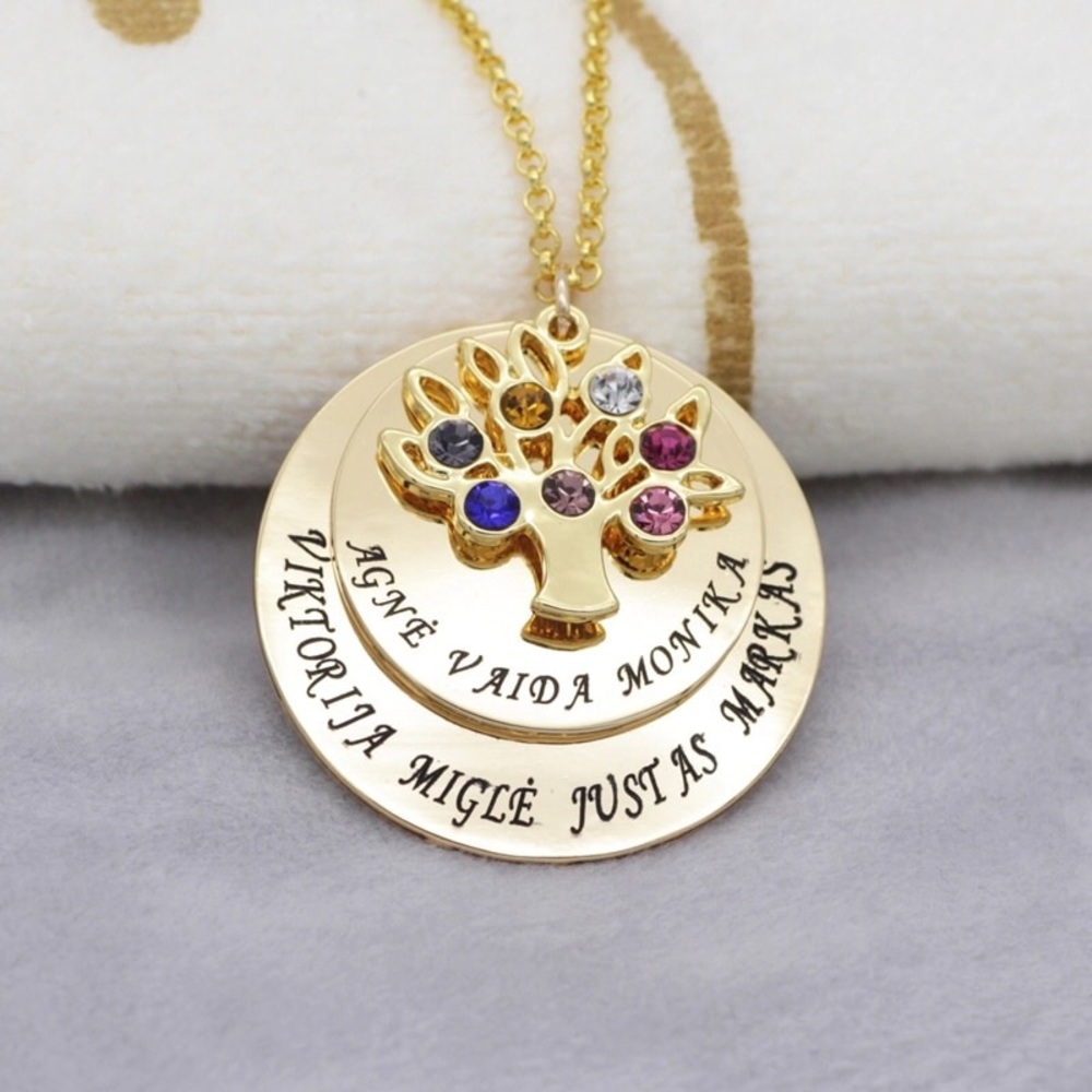 Engraved birthstone necklace engrave up to 5 names
